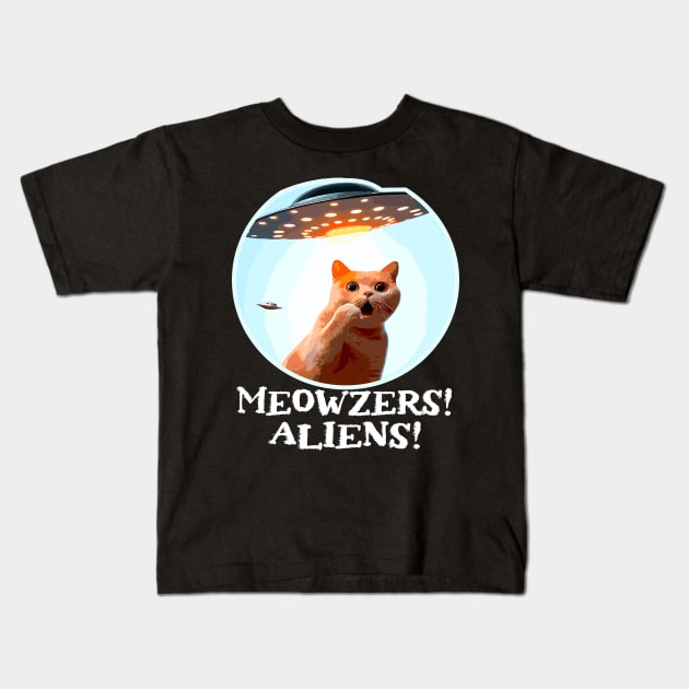 Ufo Cat Kids T-Shirt by Outrageous Flavors